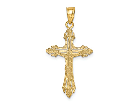14K Yellow Gold Diamond-cut Crucifix Pendant