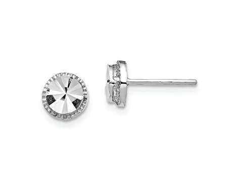 Silver with Rhodium Finish Diamond Cut Earring with selling Push Back Clasp