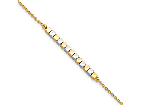 14K Two-tone Beaded 7.5-inch Bracelet
