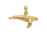 14k Yellow Gold Textured 3D Underside Humpback Whale Charm