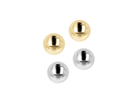 14K Yellow Gold  Two-tone Sets 6mm Ball Stud Earrings
