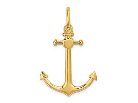 14k Yellow Gold Small Anchor with Shackle Bail Pendant