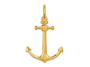 14k Yellow Gold Small Anchor with Shackle Bail Pendant
