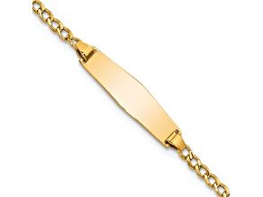 14k Yellow Gold Children's Soft Diamond Shape Cuban Link ID Bracelet