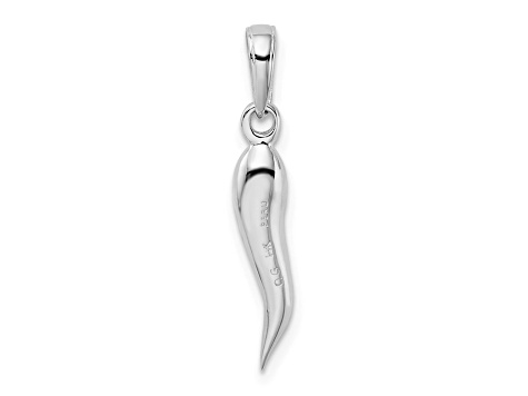 14k White Gold Medium 3D Italian Horn Pendant