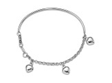 Rhodium Over 14K White Gold Polished Dangle Heart Baby Bracelet