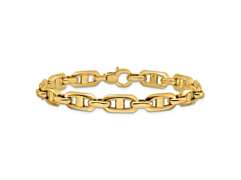 14k Yellow Gold Polished 6.9mm Fancy Mariner Link Bracelet