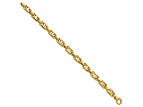 14k Yellow Gold Polished 6.9mm Fancy Mariner Link Bracelet