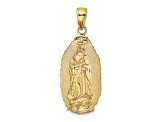14k Yellow Gold Polished and Textured Our Lady of Guadalupe Oval Disc ...