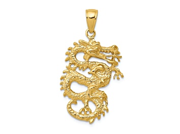 Picture of 14k Yellow Gold Solid 3D Dragon Pendant