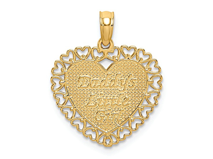 14k Yellow Gold Polished and Textured Daddy's Little Girl in Heart Charm