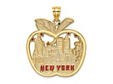 14k Yellow Gold Red Enamel NEW YORK Apple with NY Skyline Charm