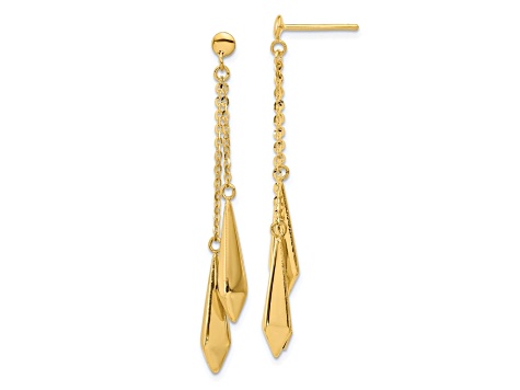 14K Yellow Gold Polished Post Dangle Earrings