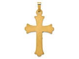 14K Yellow and White Gold Textured Polished INRI Crucifix Cross Pendant