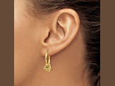 14k Yellow Gold 7/8" Moveable Heart Dangle Hoop Earrings