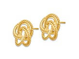 14k Yellow Gold 18mm Polished and Textured Twisted Love Knot Stud Earrings