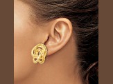 14k Yellow Gold 18mm Polished and Textured Twisted Love Knot Stud Earrings