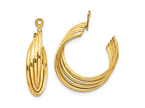 10k Yellow Gold Polished C-Hoop Earring Jackets