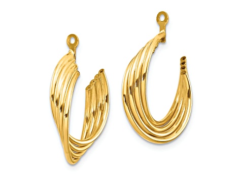 10k Yellow Gold Polished C-Hoop Earring Jackets