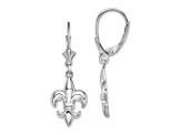 Rhodium Over 14k White Gold Small Fleur-de-Lis Dangle Earrings