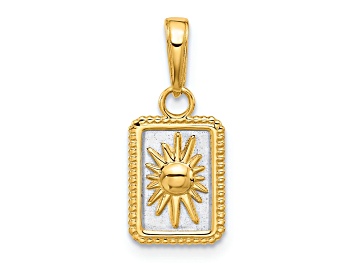Picture of 14k Yellow Gold and Rhodium Over 14k Yellow Gold Sun in Frame Pendant