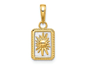 14k Yellow Gold and Rhodium Over 14k Yellow Gold Sun in Frame Pendant