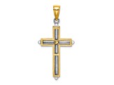 14k Yellow Gold and 14k White Gold Polished Cross Charm