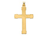 14k Yellow Gold Polished and Textured Solid Circle Center Cross Pendant