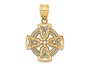 14K Yellow Gold Laser Cut Celtic Cross Charm