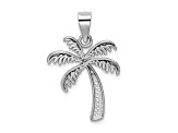 Rhodium Over 14k White Gold Polished and Textured Palm Tree Pendant
