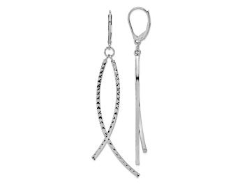 Picture of Rhodium Over 14K White Gold Polished Diamond-Cut Fancy Dangle Earrings