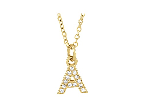 14K Yellow Gold Diamond A Initial Pendant With Chain