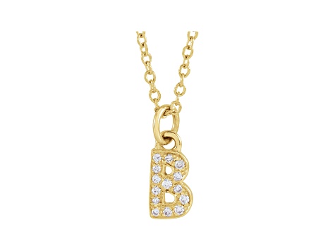 14K Yellow Gold Diamond B Initial Pendant With Chain