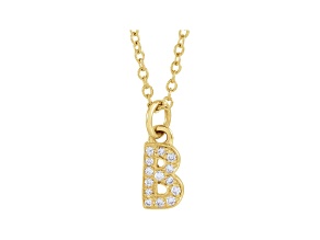 14K Yellow Gold Diamond B Initial Pendant With Chain