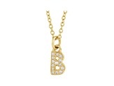 14K Yellow Gold Diamond B Initial Pendant With Chain