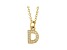 14K Yellow Gold Diamond D Initial Pendant With Chain
