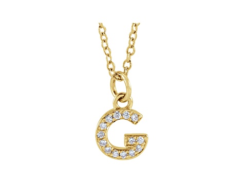 14K Yellow Gold Diamond G Initial Pendant With Chain