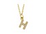 14K Yellow Gold Diamond H Initial Pendant With Chain