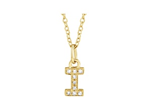 14K Yellow Gold Diamond I Initial Pendant With Chain