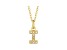 14K Yellow Gold Diamond I Initial Pendant With Chain