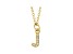 14K Yellow Gold Diamond J Initial Pendant With Chain