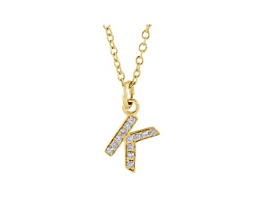 14K Yellow Gold Diamond K Initial Pendant With Chain