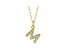 14K Yellow Gold Diamond M Initial Pendant With Chain