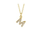14K Yellow Gold Diamond M Initial Pendant With Chain