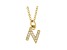 14K Yellow Gold Diamond N Initial Pendant With Chain