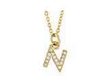 14K Yellow Gold Diamond N Initial Pendant With Chain