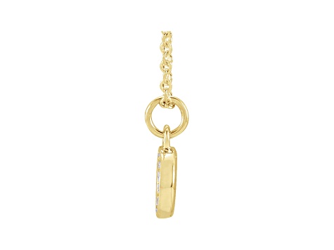 14K Yellow Gold Diamond O Initial Pendant With Chain
