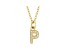 14K Yellow Gold Diamond P Initial Pendant With Chain