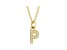 14K Yellow Gold Diamond P Initial Pendant With Chain