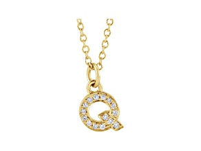 14K Yellow Gold Diamond Q Initial Pendant With Chain